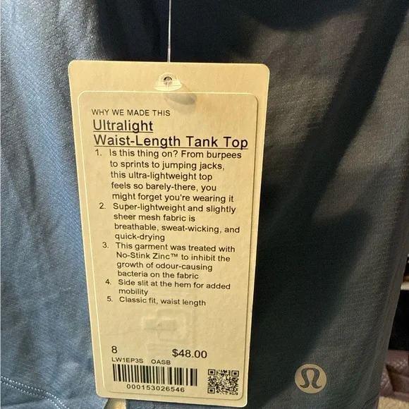 Lululemon Ultralight Waist-Length Sage Blue Tank Top - Picture 5 of 5